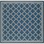 Reversible Navy & Beige Geometric Synthetic 4' Square Rug