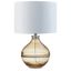 Amber Glass Table Lamp with White Drum Shade