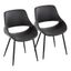 Set of 2 Black Faux Leather Dining Chairs with Metal Legs