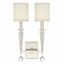 Paxton Elegance 2-Light Polished Nickel Sconce with Silk Shade and Glass Drops