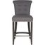 Espresso Birchwood Charcoal Linen Counter Stool with Metal Accent