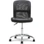 Sleek Black Faux Leather Armless Task Chair with Mesh Back