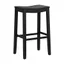 Black Wood Backless Saddle-Style Bar Stool