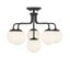 Matte Black Mid-Century Modern 6-Light Semi-Flush Mount