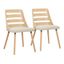 Cream Fabric and Natural Wood Upholstered Ladderback Side Chair