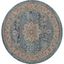 Vintage Kashan Round Blue Synthetic Persian-Inspired Rug, 6 ft