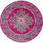 Bohemian Bliss Blue Floral Round Synthetic Easy-Care Rug, 5'3"