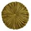 14" Olive Velvet Pintucked Round Throw Pillow