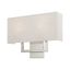 Brushed Nickel 2-Light Wall Sconce with Oatmeal Fabric Shade