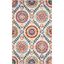 Ivory Multicolor Hand-Knotted Wool 4' x 6' Area Rug