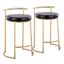 Black and Gold Metal Round Counter Stools with Cushions, Set of 2