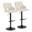 Stella Adjustable Swivel Barstools with Cream Fabric and Wood Back