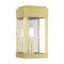 Satin Brass Direct Wired Dimmable Lantern Sconce with Clear Glass