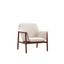 Mid-Century Cream Linen and Walnut Wood Accent Chair