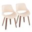 Set of 2 Cream Faux Leather Mid-Century Modern Dining Chairs