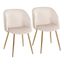 White Velvet Upholstered Arm Chair with Metal Legs