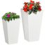 White MgO Tall Outdoor Planters with Drainage Holes, Set of 2