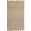 Ivory Hand-Knotted Jute Rectangular 4' x 6' Area Rug