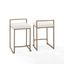 Elegant Creme Velvet and Gold Metal Counter Height Barstools, Set of 2