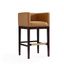 Kingsley Mid-Century Camel Leather Barstool with Dark Walnut Frame