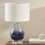 Borel 24.25" Dark Blue Ombre Glass Table Lamp with Drum Shade