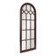 Walnut Brown Arched Wood Framed Windowpane Wall Mirror