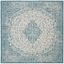 Teal and Cream 5'3" Square Synthetic Flat Woven Area Rug