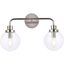 Polished Nickel and Clear Glass 2-Light Bath Sconce