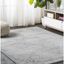 Light Gray Rectangular Washable Synthetic Runner Rug