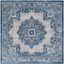 Brentwood Blue and Ivory Square Synthetic Area Rug