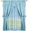 Blue Sheer Polyester Scroll Pattern Rod Pocket Window Panel Set