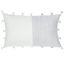 Light Grey and White Linen Tassel Throw Pillow with Down Insert