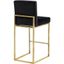 Luxurious 26" Black Velvet Counter Stool with Gold Metal Frame