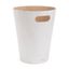 White and Natural Wood Bathroom Trash Can with Handles