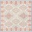 Ivory and Red Hand-Tufted Wool Square Area Rug