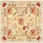 Ivory Floral Hand-Hooked Wool Square Area Rug