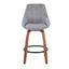 Modern Swivel Corduroy Gray Counter Stools with Walnut Wood Legs - Set of 2