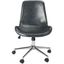Transitional Dark Grey Faux Leather Chrome Swivel Desk Chair