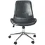 Transitional Dark Grey Faux Leather Chrome Swivel Desk Chair