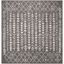 Dark Grey and Ivory Square Synthetic Boho Area Rug