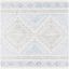 Off-White and Blue Round Tufted Wool Area Rug