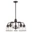 Lawrenceville Retro Industrial Bronze 5-Light Chandelier with Clear Seeded Glass