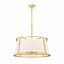 Lenyx Elegant Rubbed Brass 6-Light Pendant with White Linen Shade