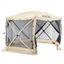 Tan Portable Outdoor Gazebo Canopy Shelter with Mesh Screen