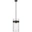 Fontaine Transitional 4-Light Matte Black Pendant with Ripple Glass Shade