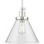 Hinton Polished Nickel Industrial Pendant with Seeded Glass Shade