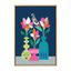 Mid-Century Modern Tropical Floral Canvas Art with Natural Frame