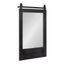 Black Wood Barn Door Wall Mirror with Hooks