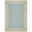 Aqua and Cream Baroque Print Rectangular Outdoor Rug