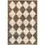 Beige and Brown Checkered Synthetic Indoor Area Rug